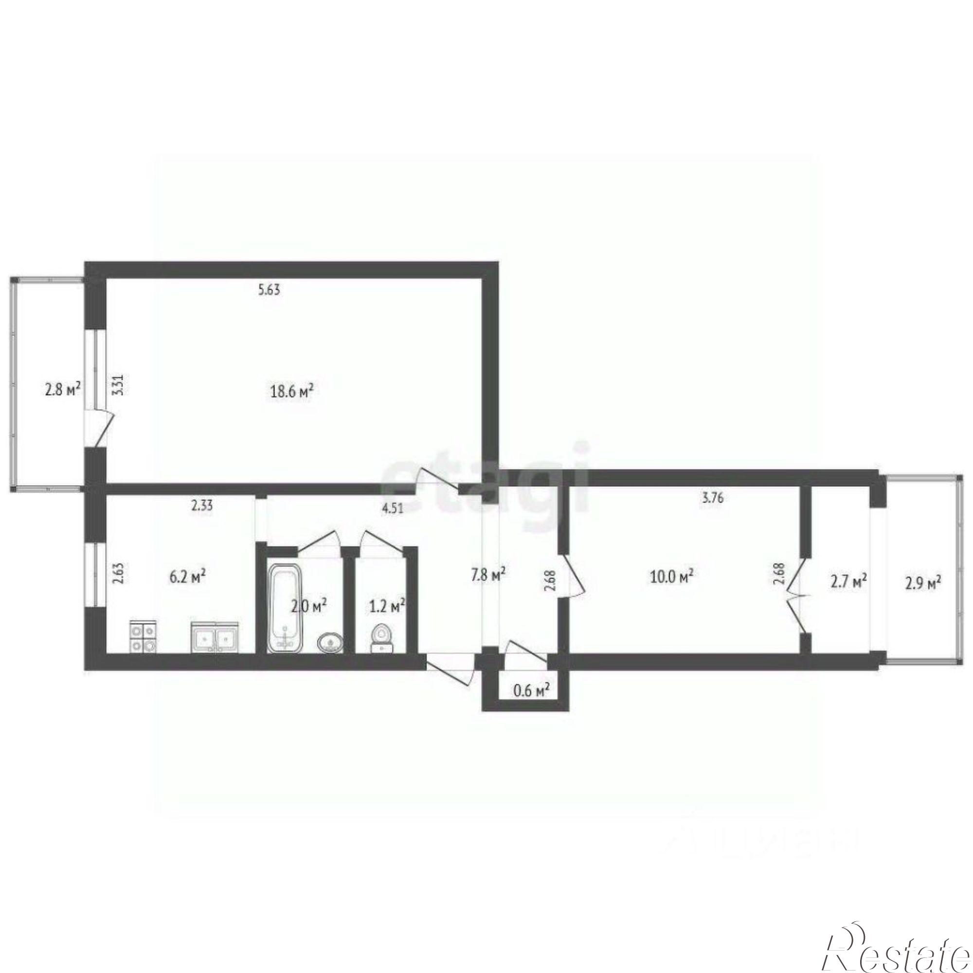 Купить квартиру за 7 300 000 рублей на улица 60 лет ВЛКСМ, 26