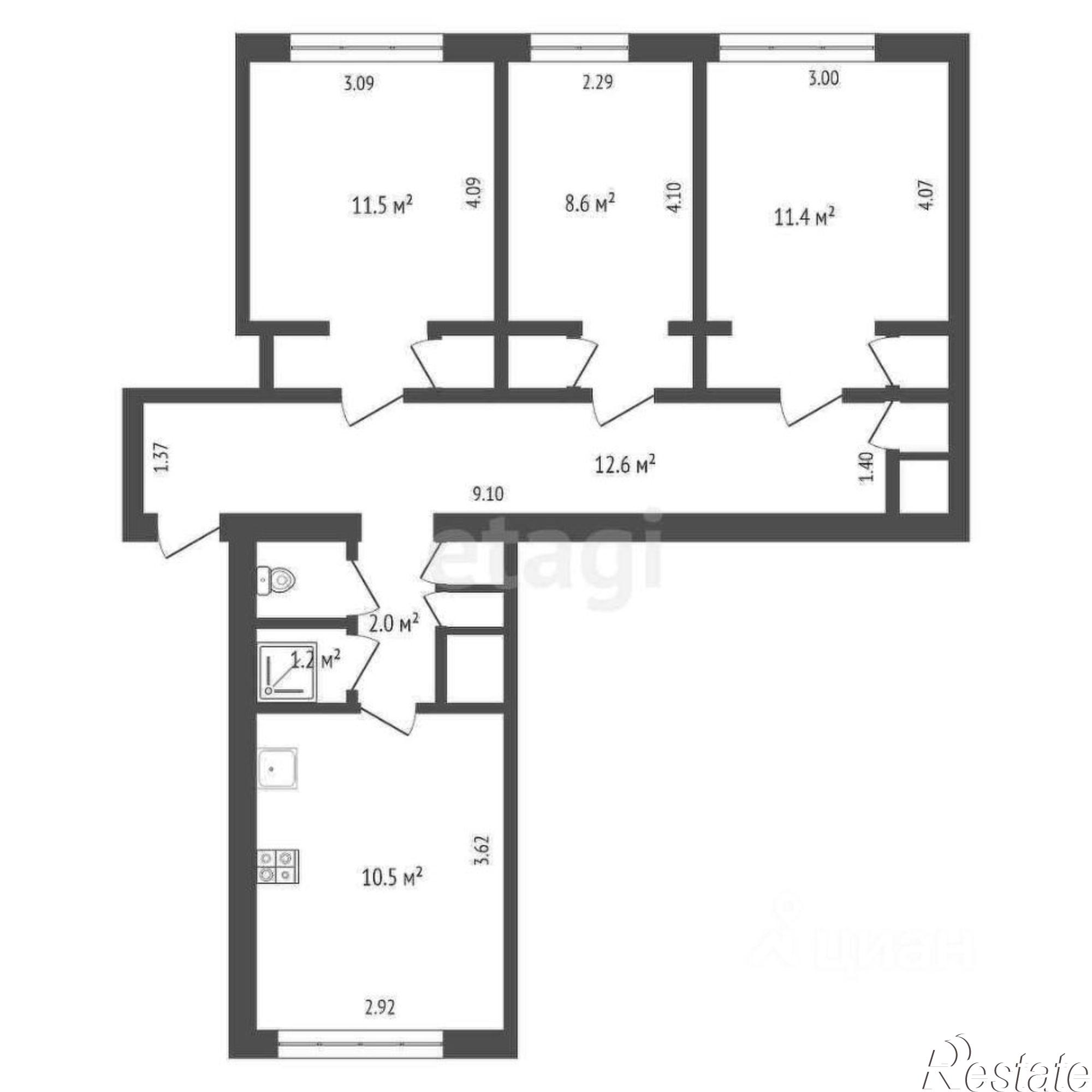 Купить комнату за 7 300 000 рублей на ул 13 Ноября, 45