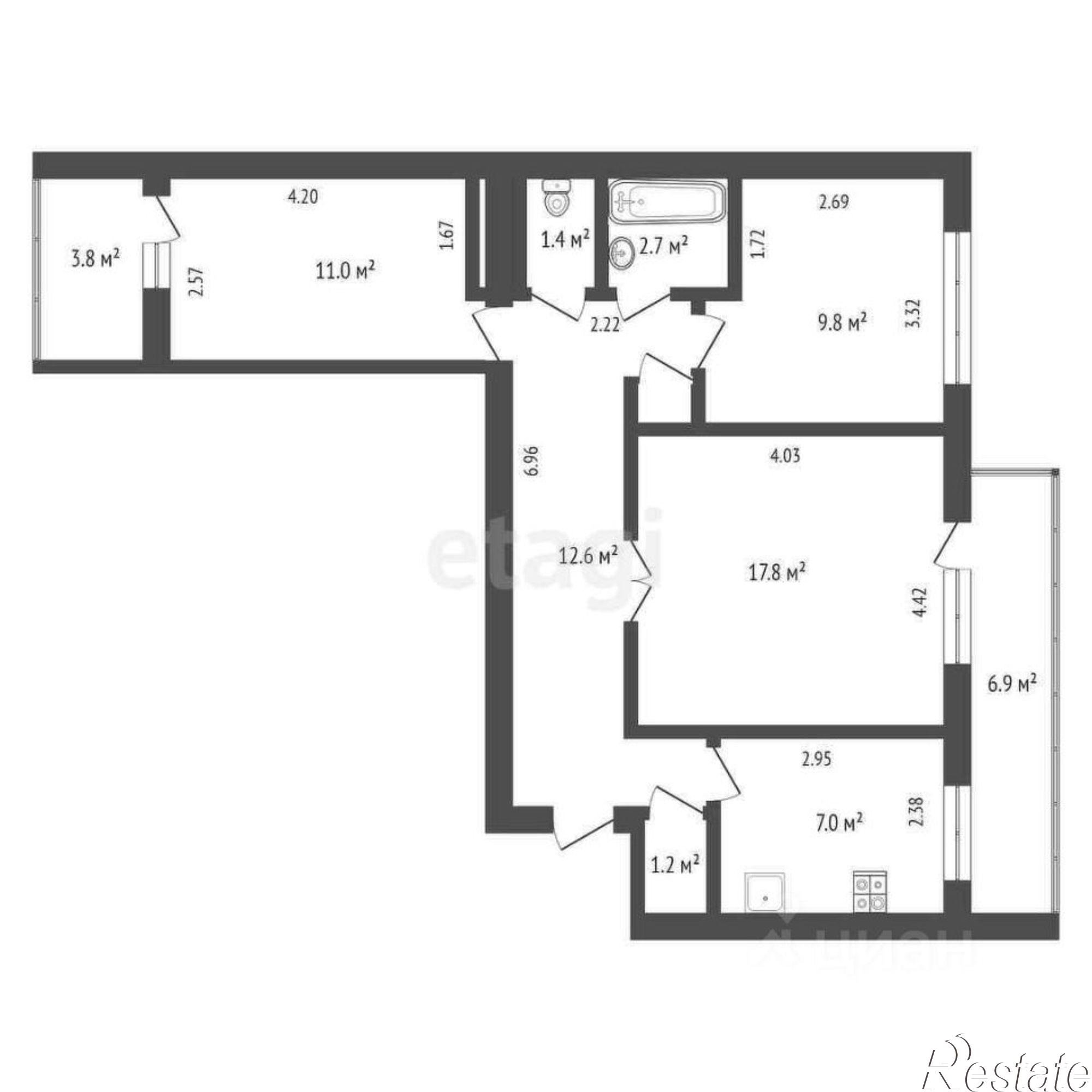 Купить квартиру за 8 500 000 рублей на ул им.60-летия ВЛКСМ, 26