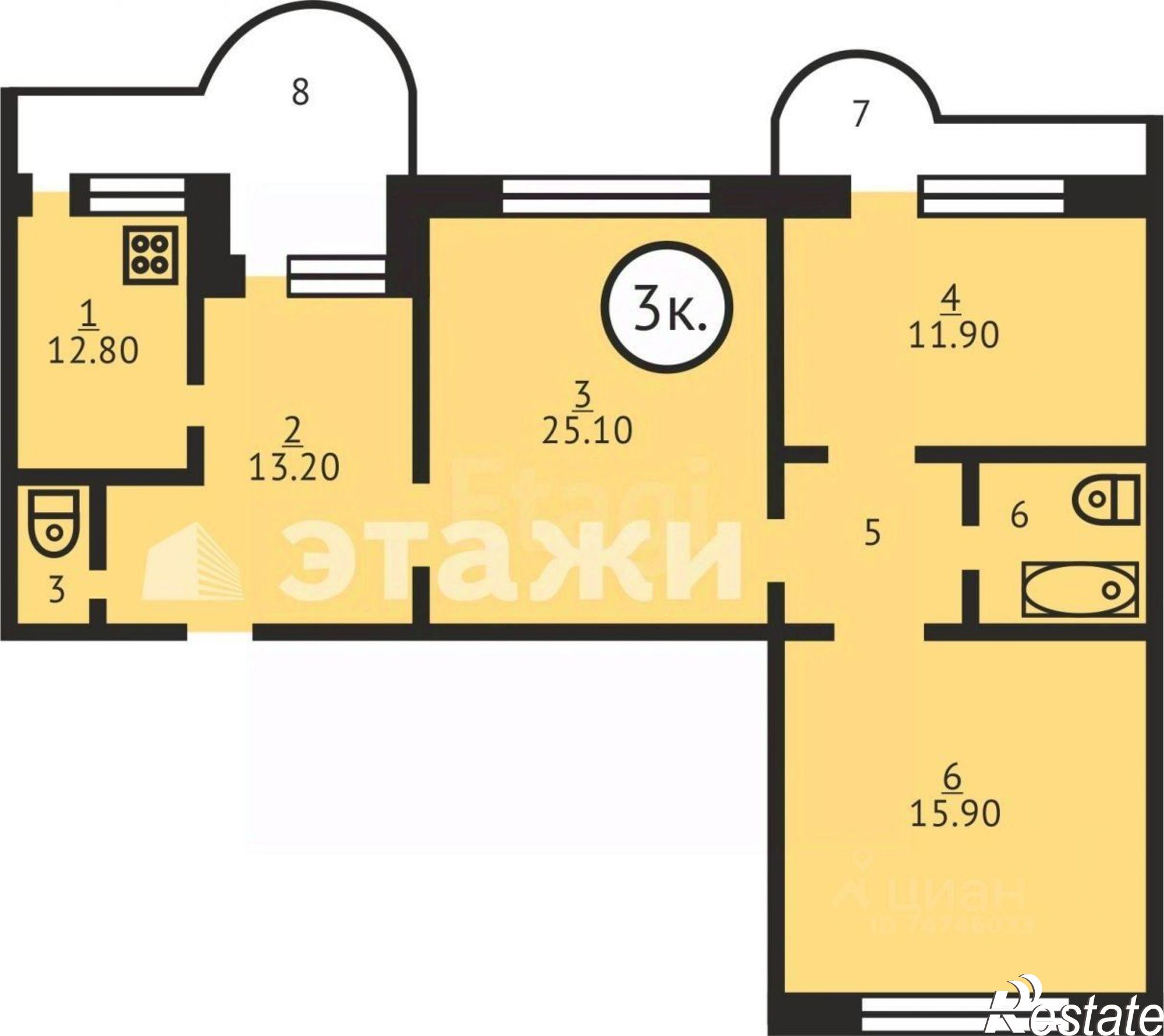 Купить квартиру за 4 200 000 рублей на ул Средняя, 52