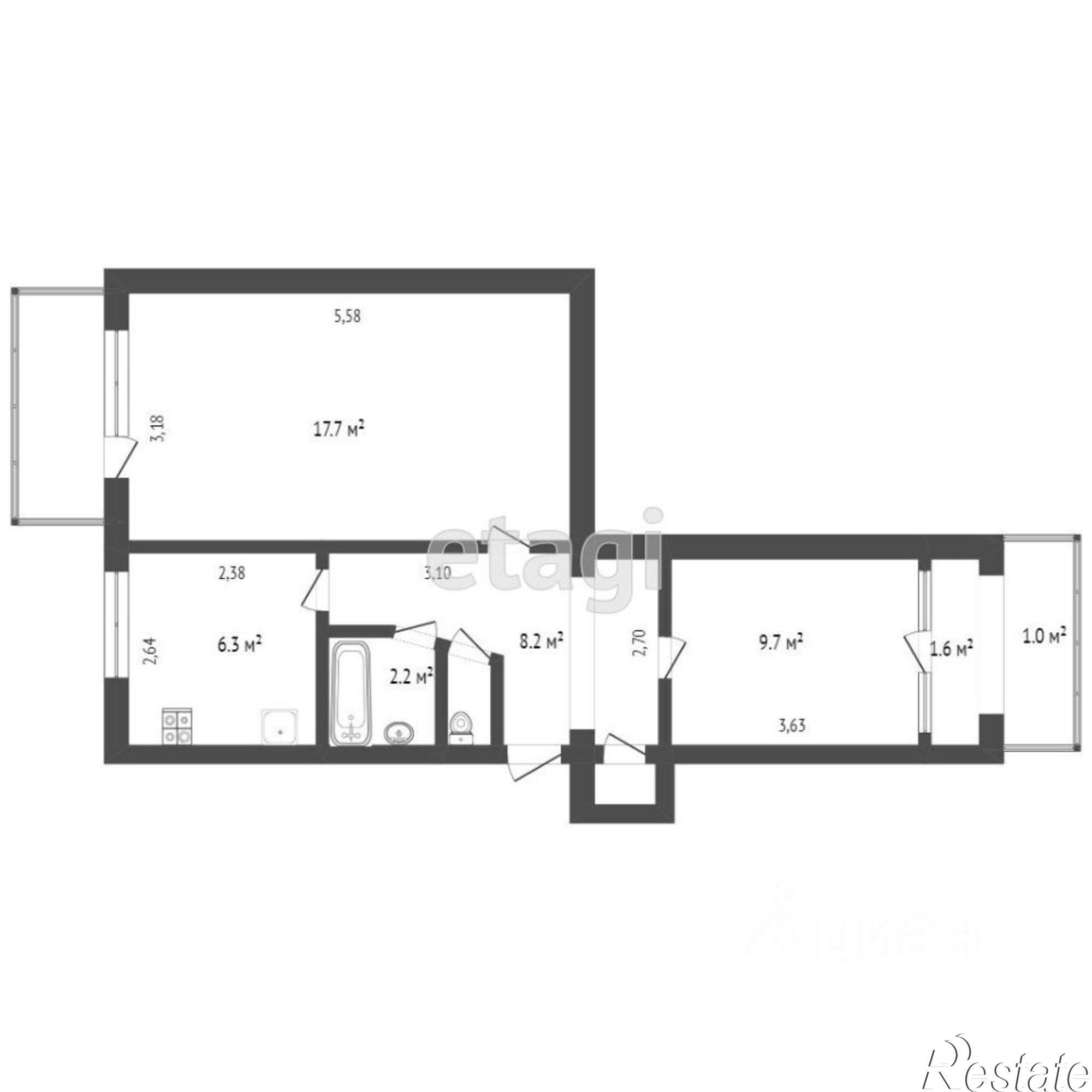 Купить квартиру за 7 499 000 рублей на улица 60 лет ВЛКСМ, 26