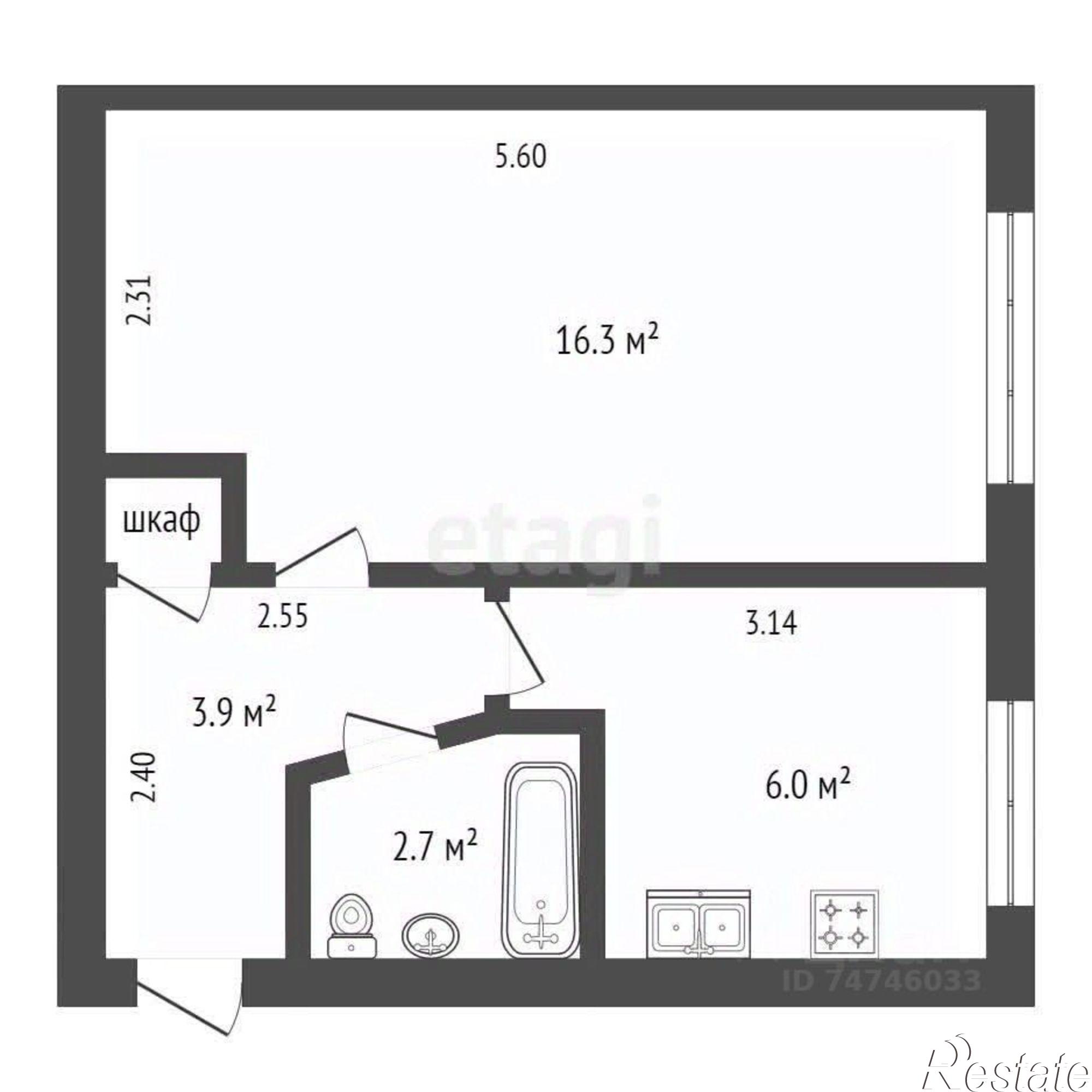 Купить квартиру за 5 950 000 рублей на ул им.60-летия Октября, 22а