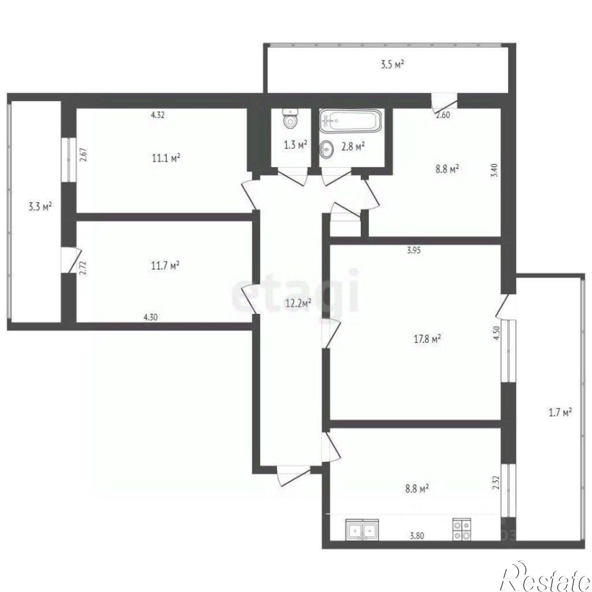 Купить квартиру за 8 250 000 рублей на улица 60-летия Октября, 22А