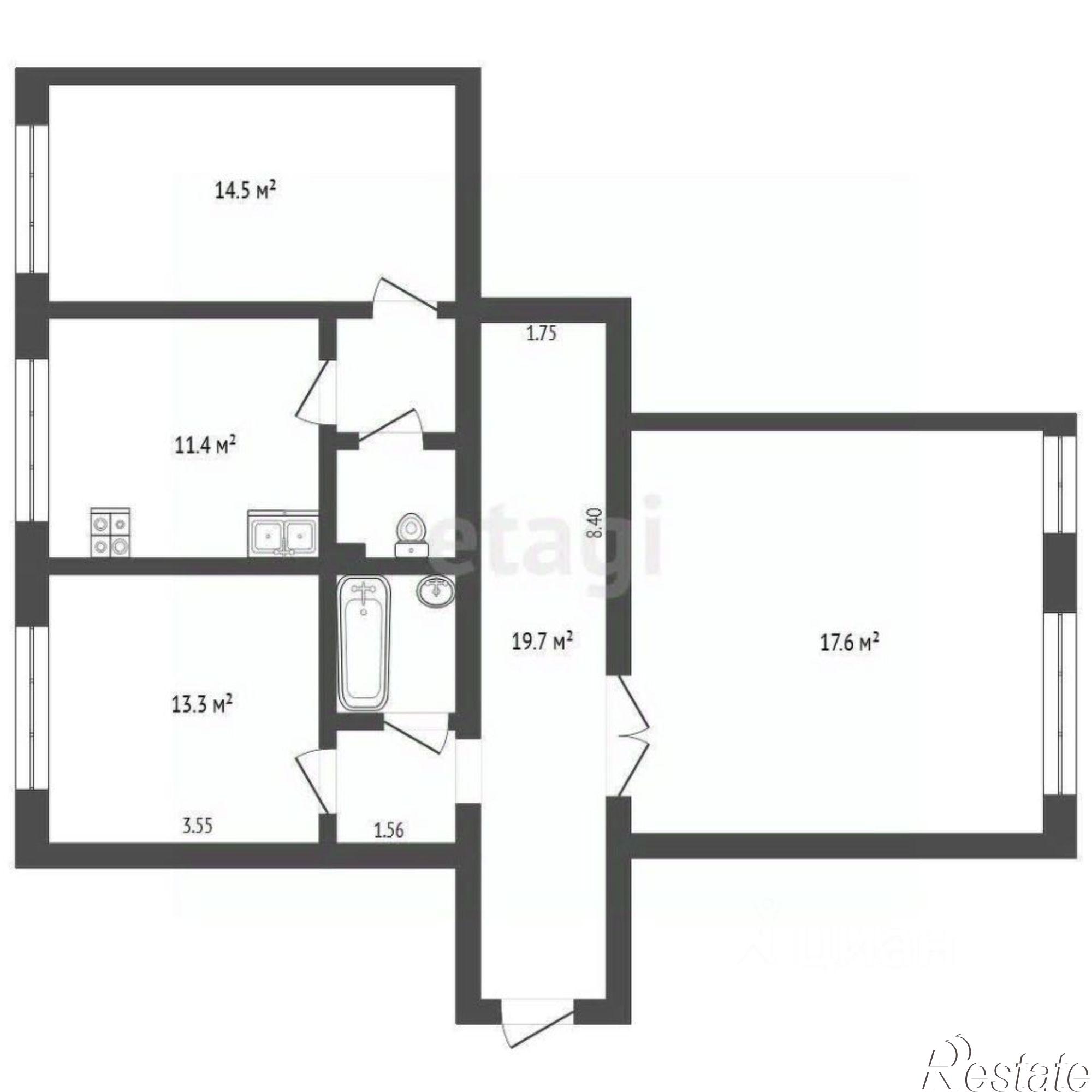 Купить квартиру за 7 600 000 рублей на ул Адмирала Кантура, 1
