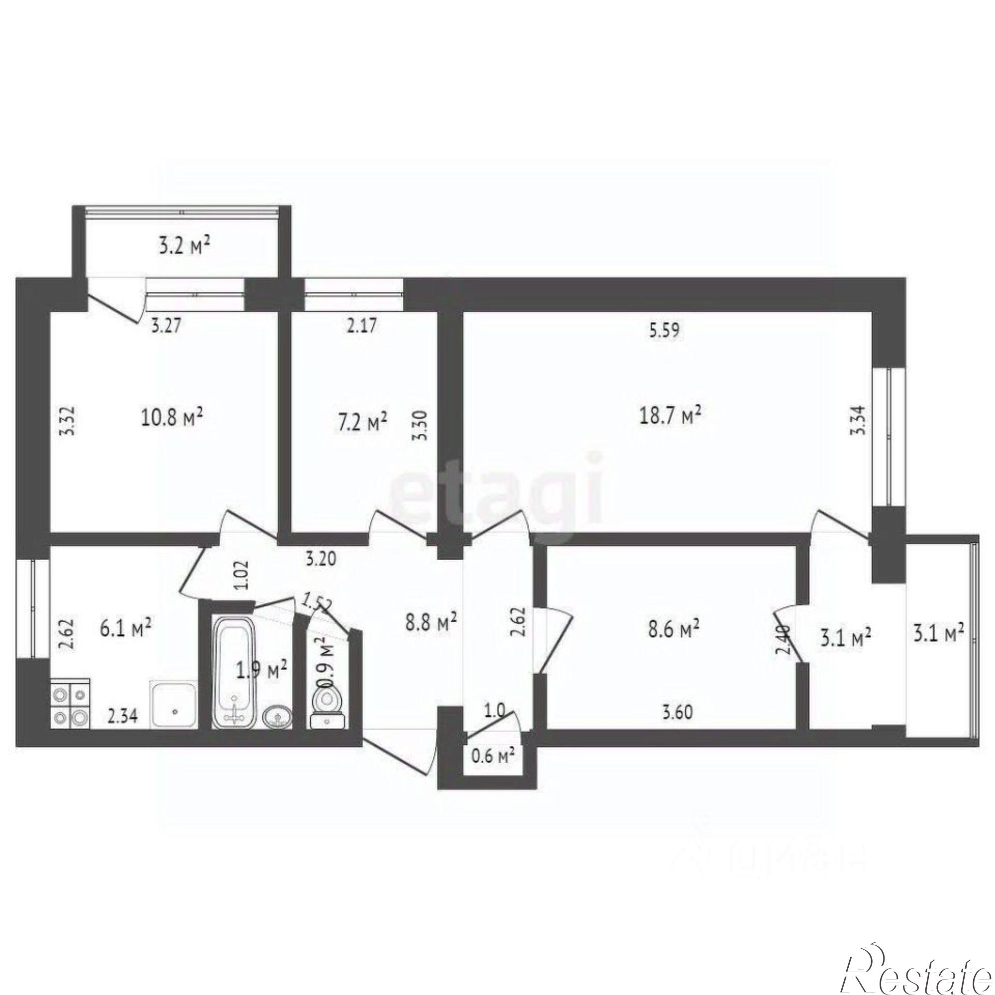 Купить квартиру за 10 900 000 рублей на Перекопская улица, 15А