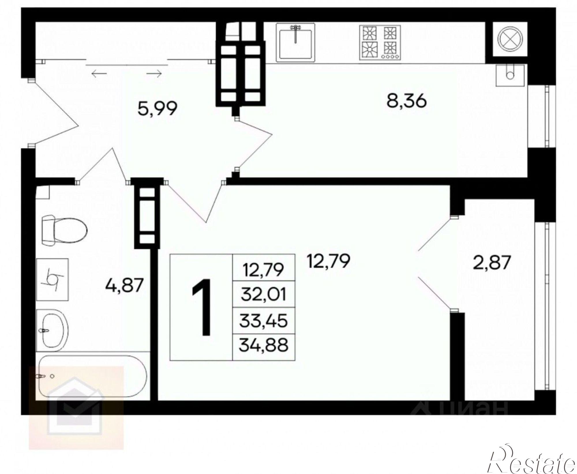 Купить квартиру за 5 057 600 рублей на проспект Ленина, 1/64