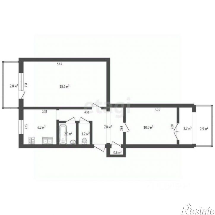 2-комн квартира улица 60 лет ВЛКСМ, 26,  д. 26