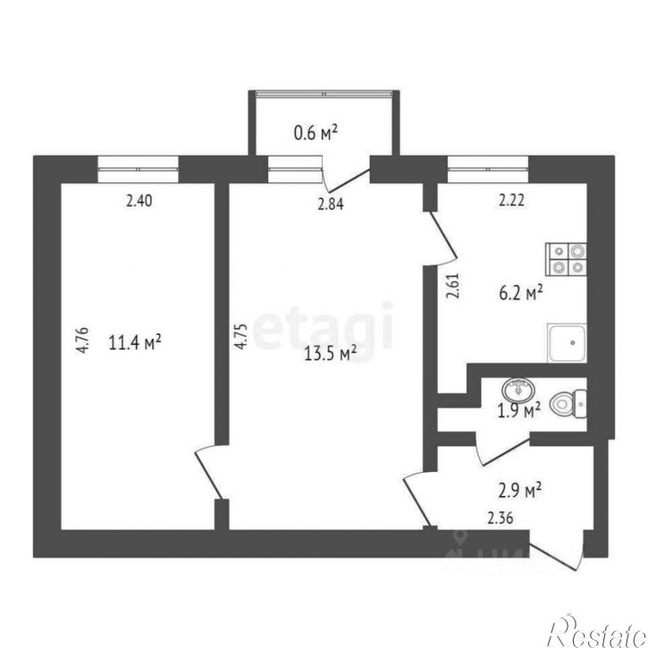2-комн квартира ул Дмитрия Ульянова, 19Б,  д. 19Б
