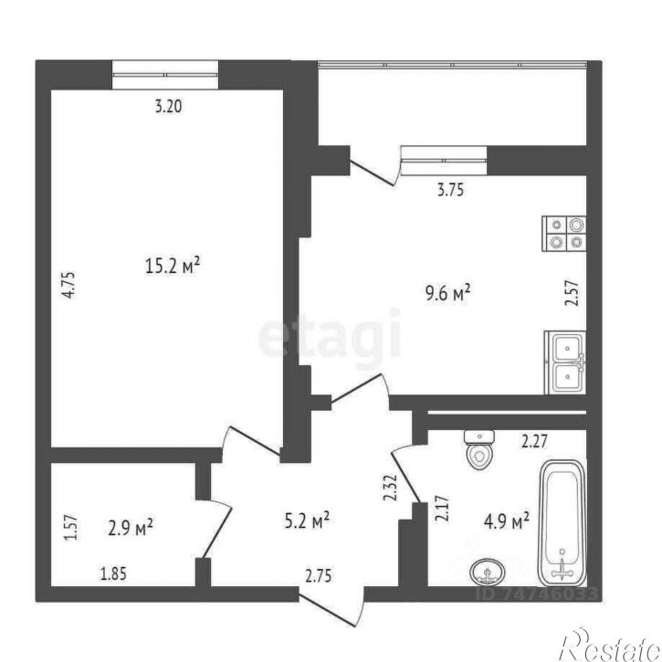 1-комн квартира проспект Победы, 38,  д. 38