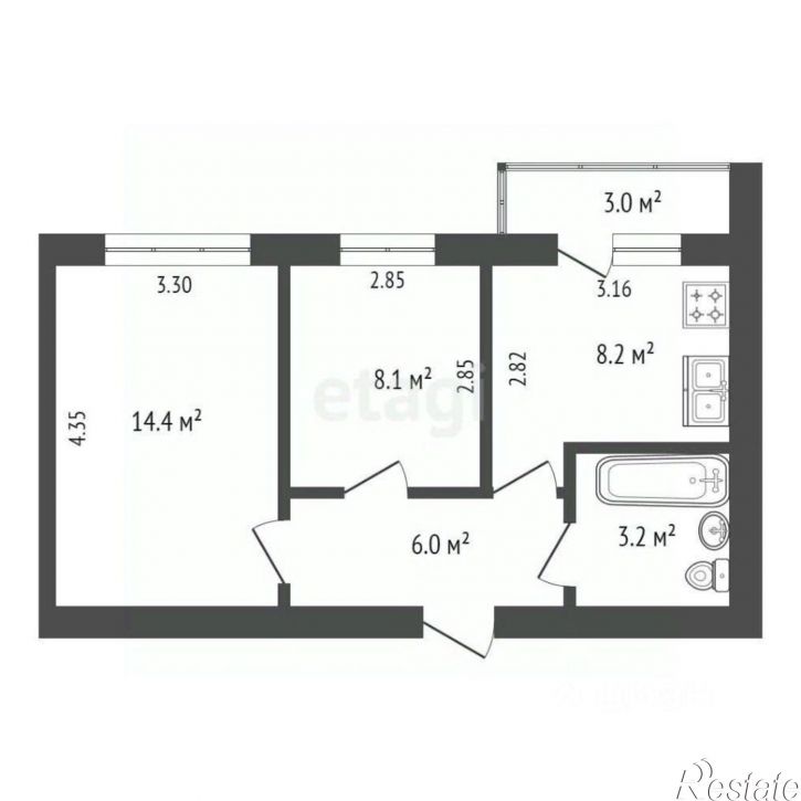 2-комн квартира ул Аллея Дружбы, 70,  д. 70