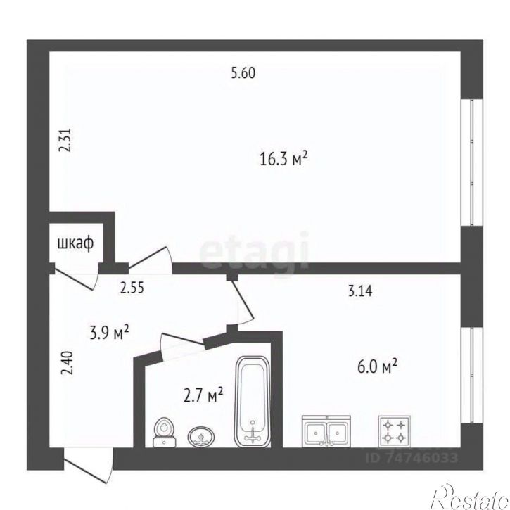 1-комн квартира ул им.60-летия Октября, 22а,  д. 22а
