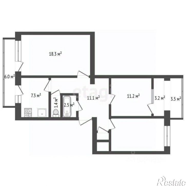 3-комн квартира улица Володарского, 18,  д. 18