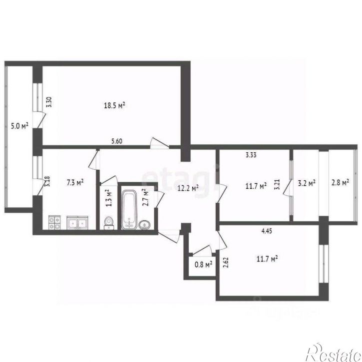 3-комн квартира ул Героев-Десантников, 3,  д. 3