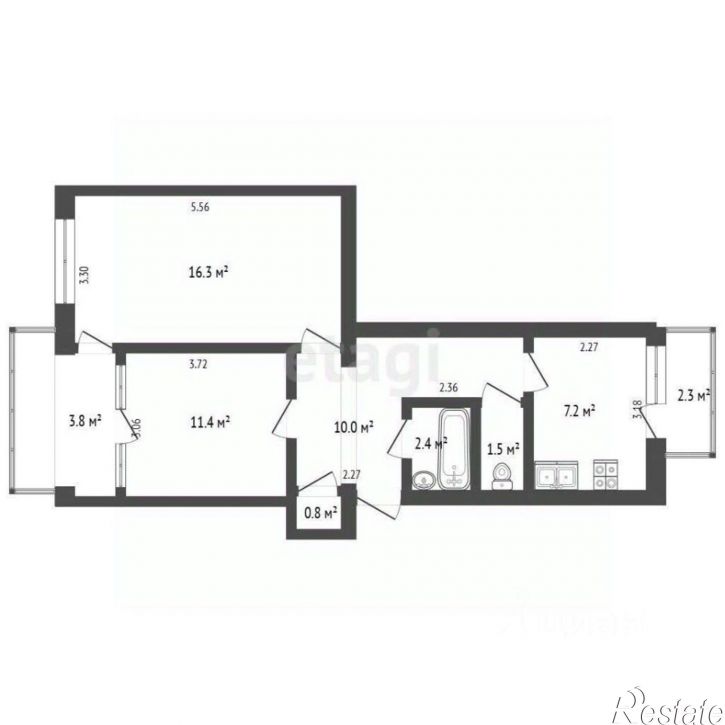 2-комн квартира ул Молодежная, 2,  д. 2