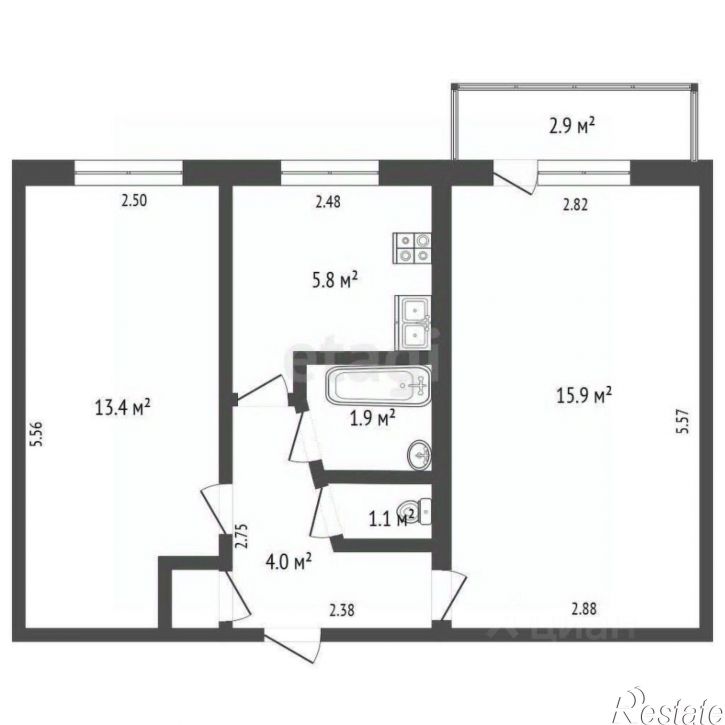 2-комн квартира ул Некрасова, 70,  д. 70