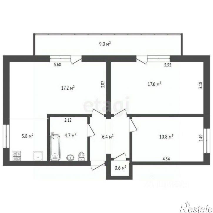 3-комн квартира улица Некрасова, 70,  д. 70