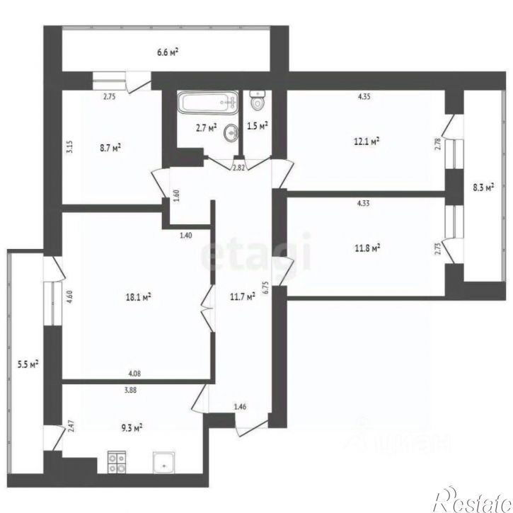 4-комн квартира улица 60 лет ВЛКСМ, 26,  д. 26