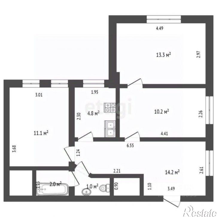 3-комн квартира ул им.Тучина, 55,  д. 55