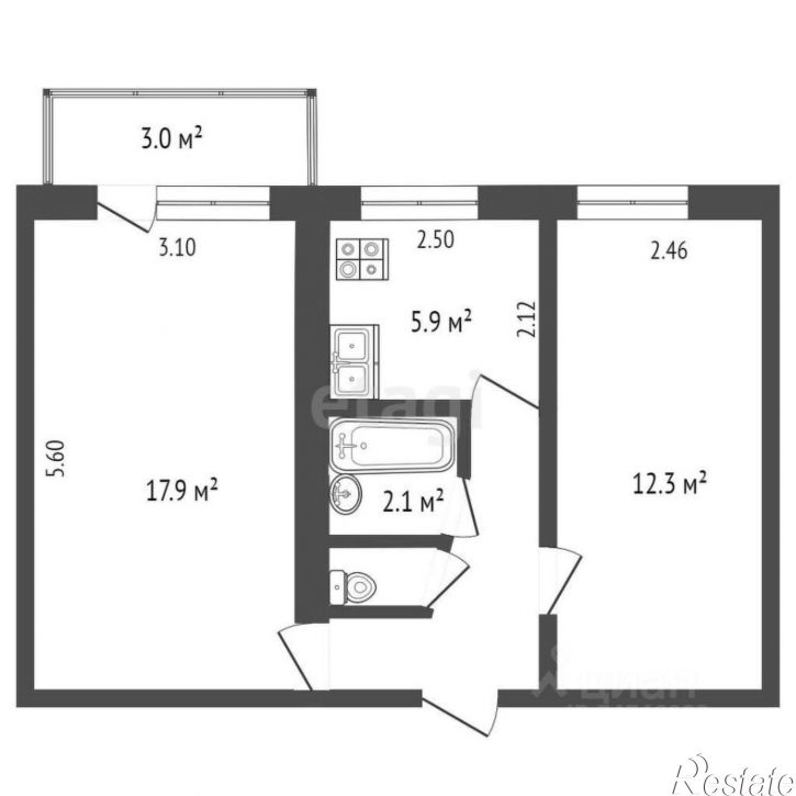 2-комн квартира улица Некрасова, 70,  д. 70