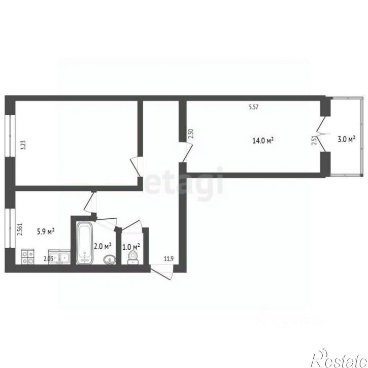 2-комн квартира улица Дмитрия Ульянова, 19Б,  д. 19Б