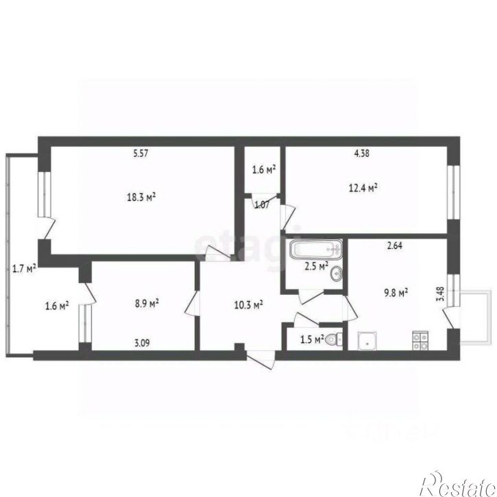 3-комн квартира Луговая улица, 26,  д. 26