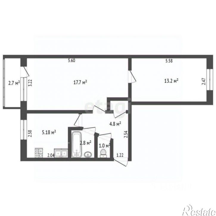 2-комн квартира ул Сырникова, 6,  д. 6