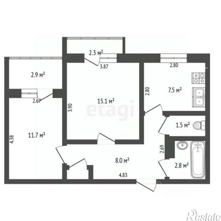 2-комн квартира пр-кт Победы, 89,  д. 89