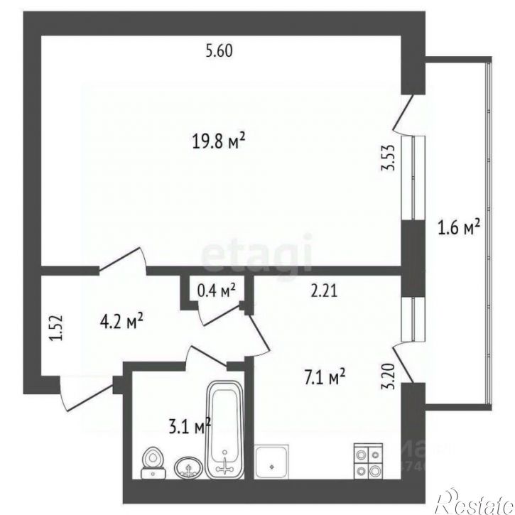 1-комн квартира улица Дмитрия Ульянова, 19Б,  д. 19Б