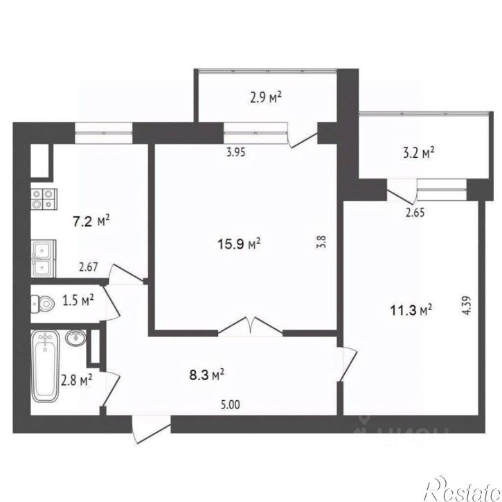 2-комн квартира улица 60 лет ВЛКСМ, 26,  д. 26