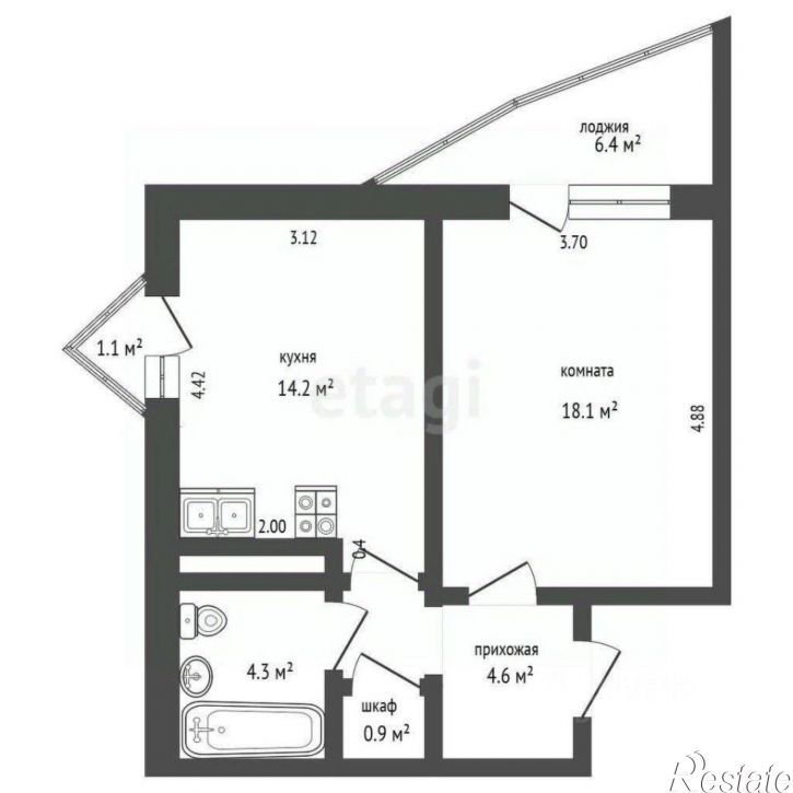 1-комн квартира улица Демышева, 99,  д. 99