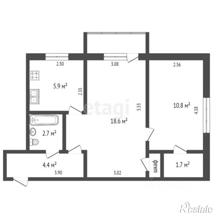 2-комн квартира проспект Ленина, 49,  д. 49