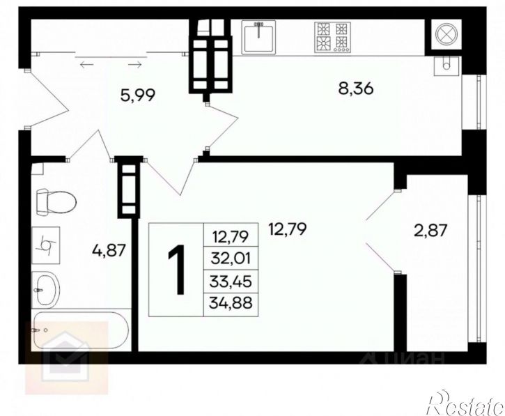 1-комн квартира проспект Ленина, 1/64,  д. 1/64