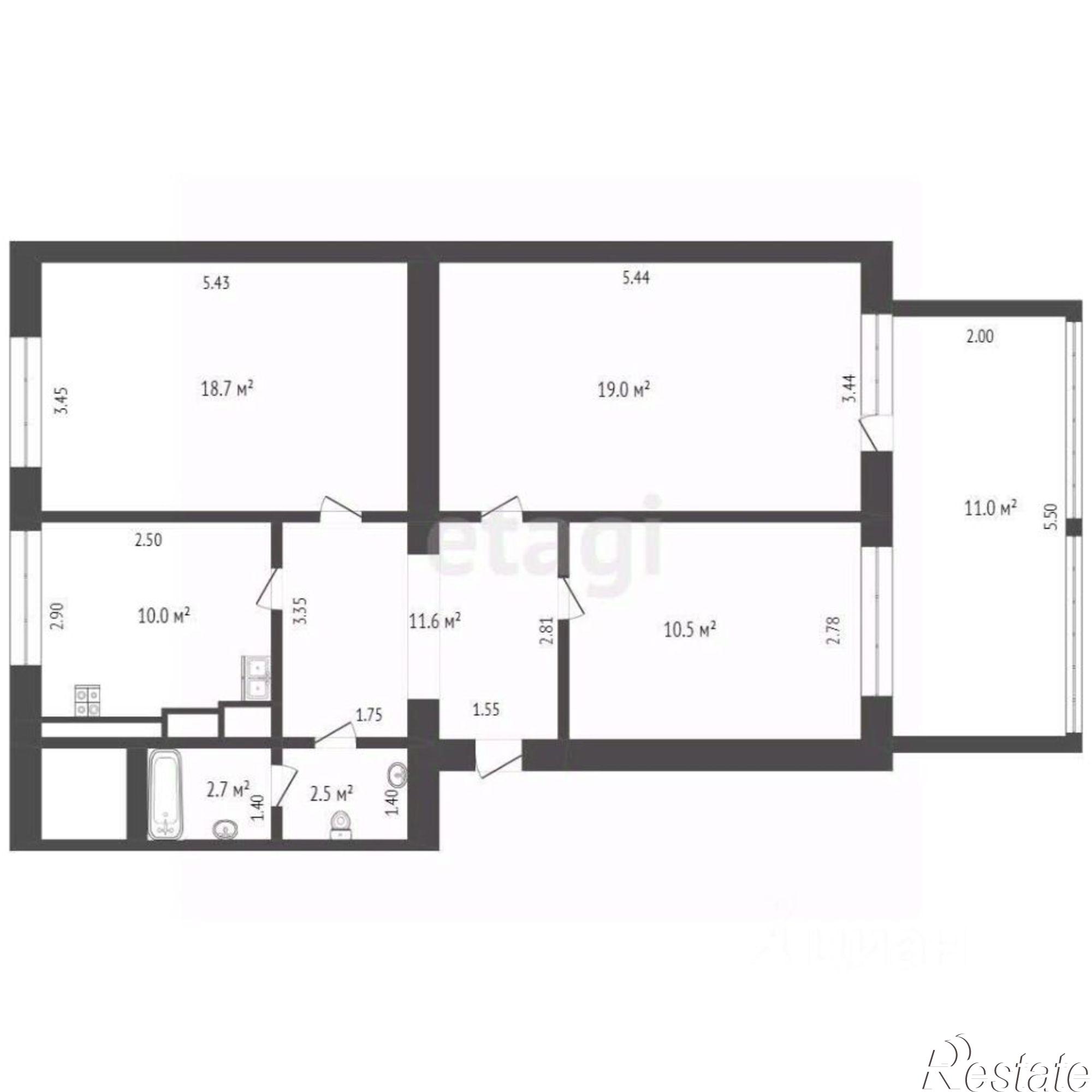 Купить квартиру за 11 150 000 рублей на ул Перекопская, 15