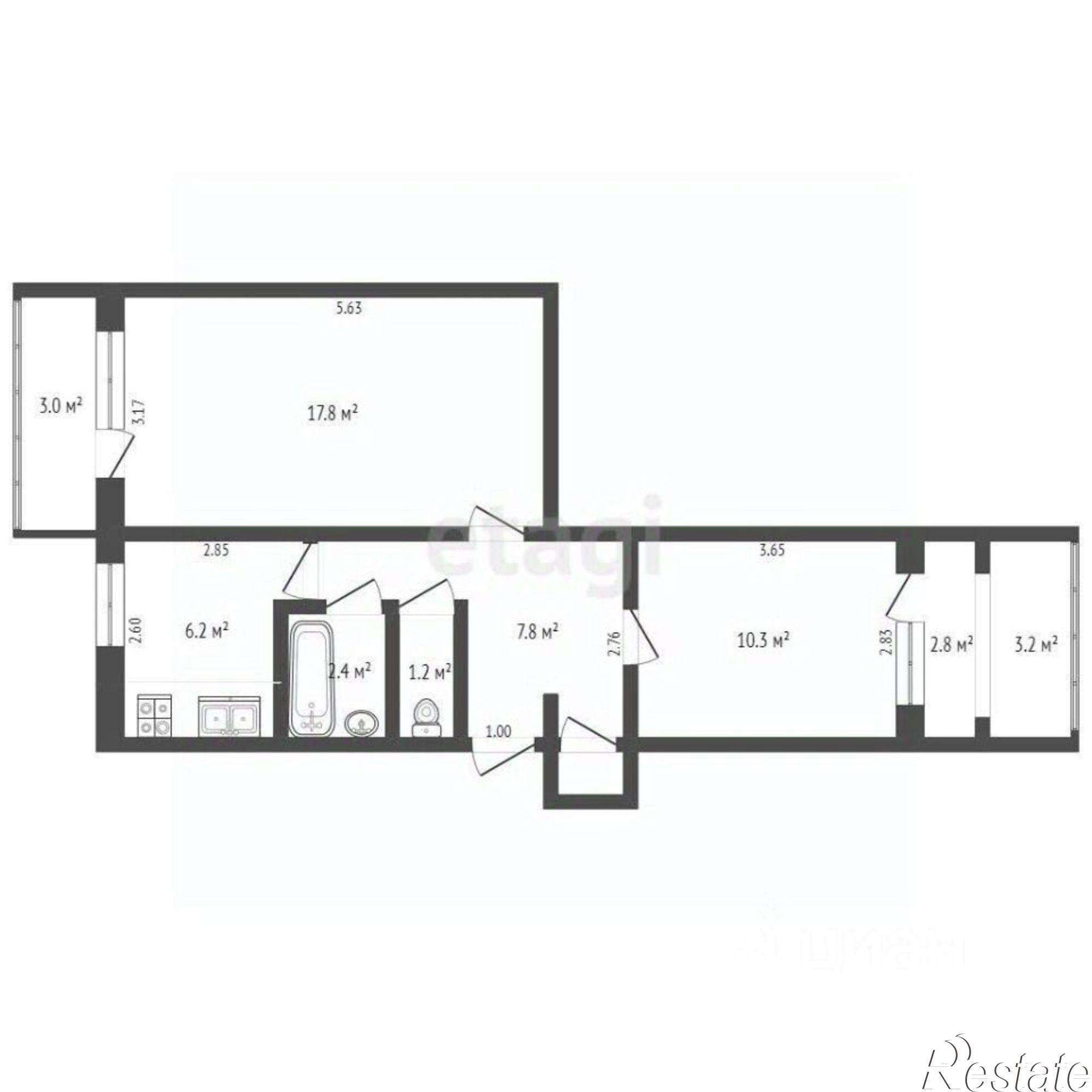 Купить квартиру за 8 499 000 рублей на улица 60 лет ВЛКСМ, 26