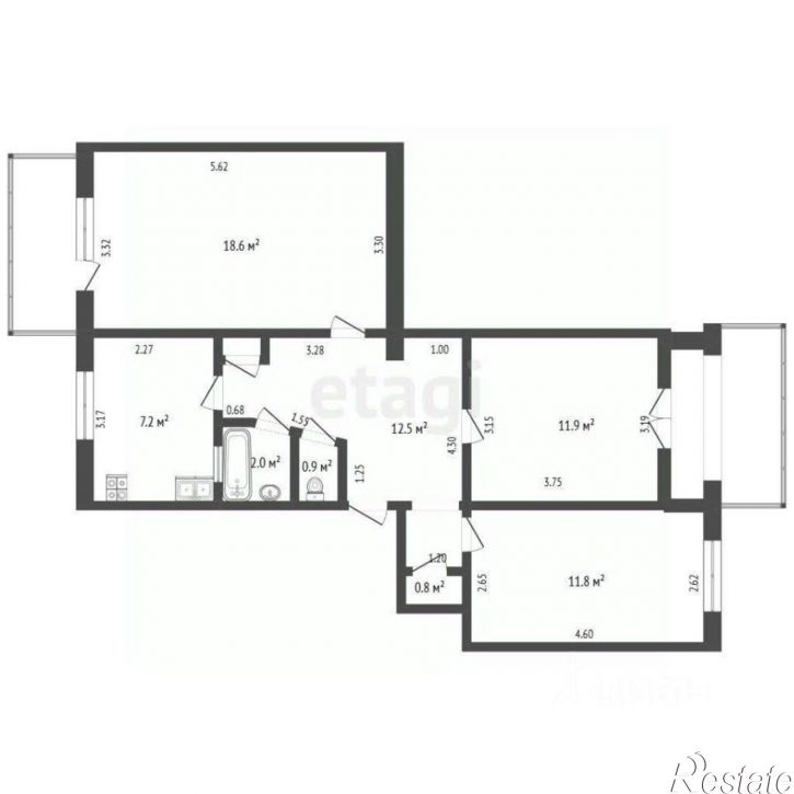 3-комн квартира ул Колхозная, 23,  д. 23