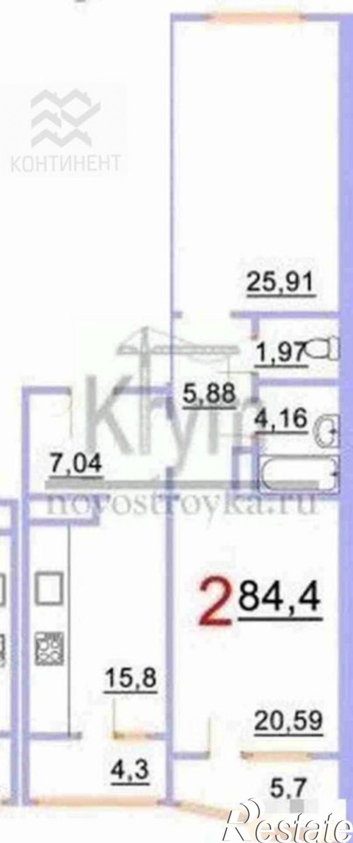 2-комн квартира проспект Победы, 91,  д. 91