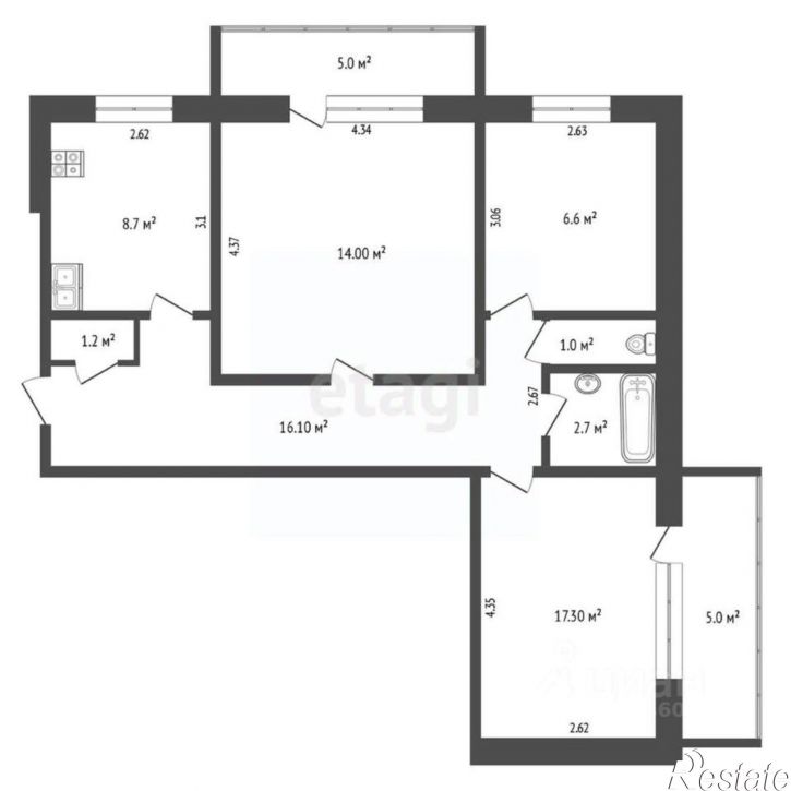 3-комн квартира ул Сырникова, 6,  д. 6