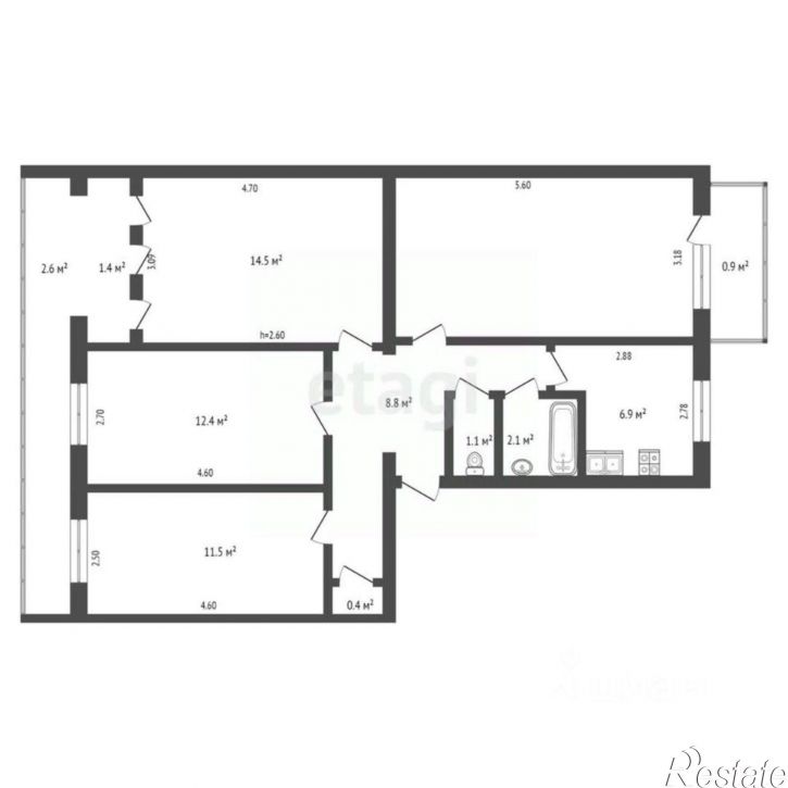 4-комн квартира улица Некрасова, 70,  д. 70