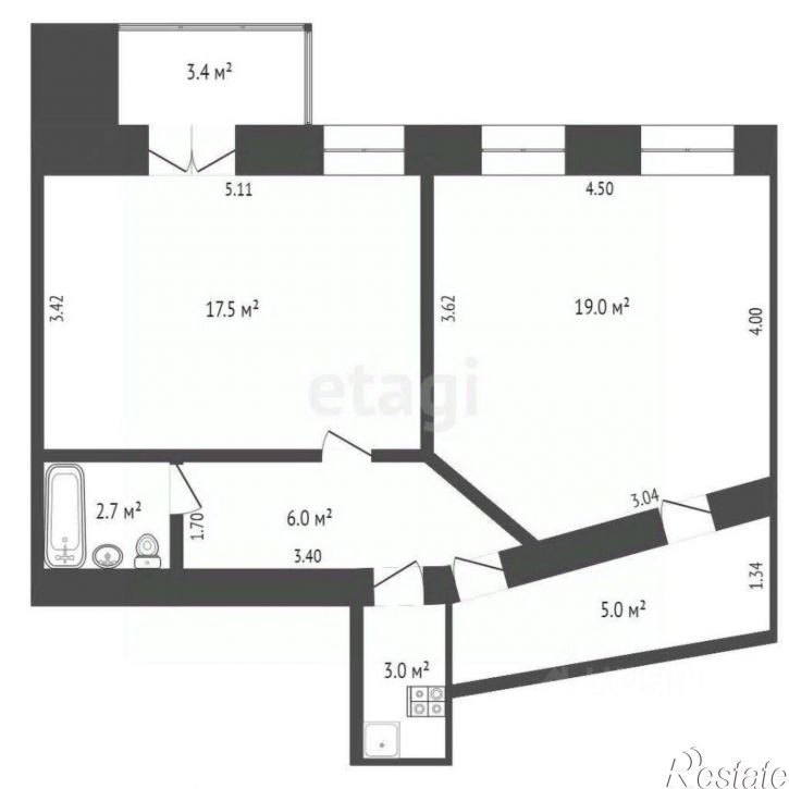 2-комн квартира улица Пушкина, 57,  д. 57