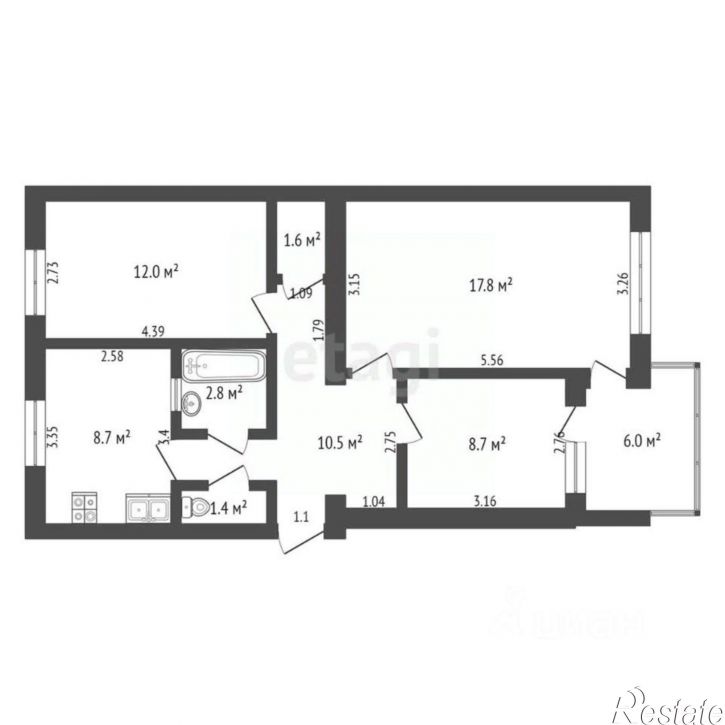 3-комн квартира проспект Победы, 38,  д. 38
