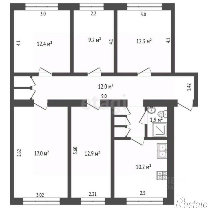 4-комн квартира улица 13-го Ноября, 42,  д. 42