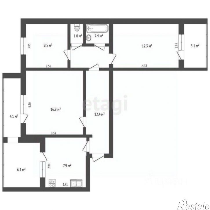 3-комн квартира ул им.9-го Мая, 76а,  д. 76а