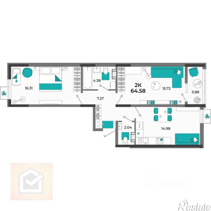 2-комн квартира улица 60-летия СССР, 10,  д. 10