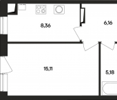 1-комн, 34 кв м, этаж 1/4 городской округ Евпатория