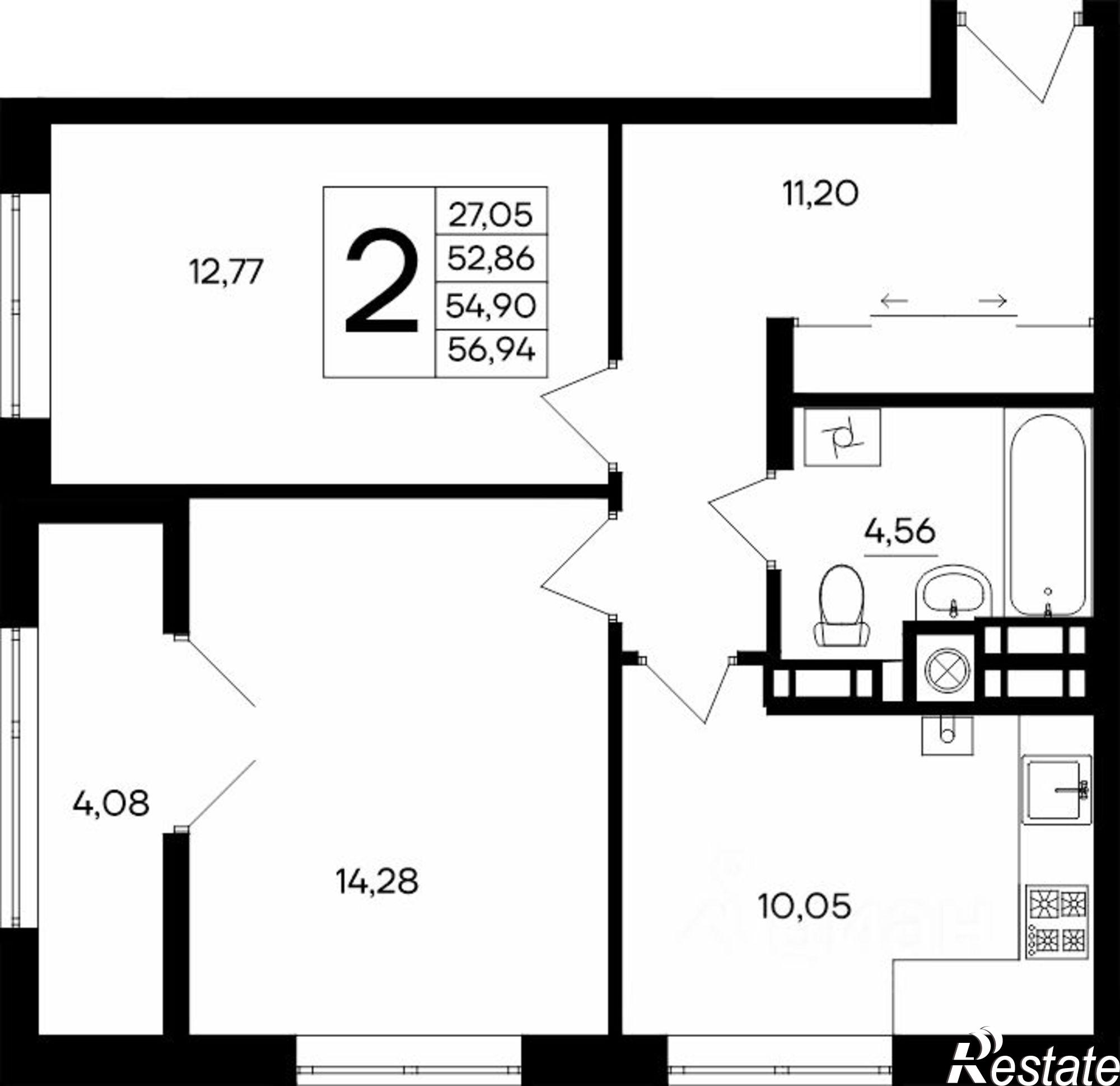 Купить квартиру за 9 110 400 рублей на улица Согласия, 27