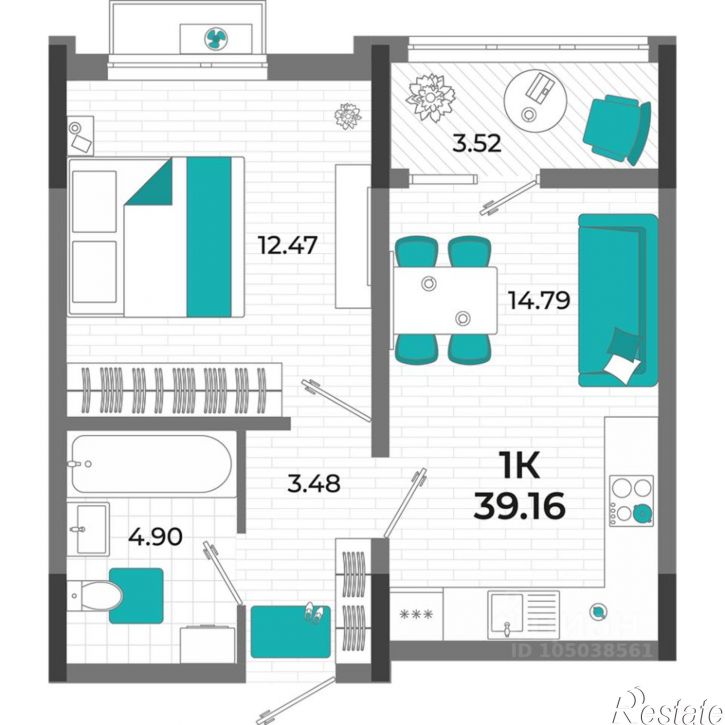 1-комн квартира в новом доме улица 60-летия СССР, 10,  д. 10