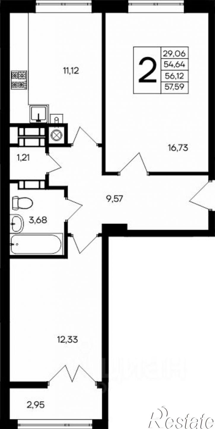 2-комн квартира в новом доме улица Согласия, 23,  д. 23