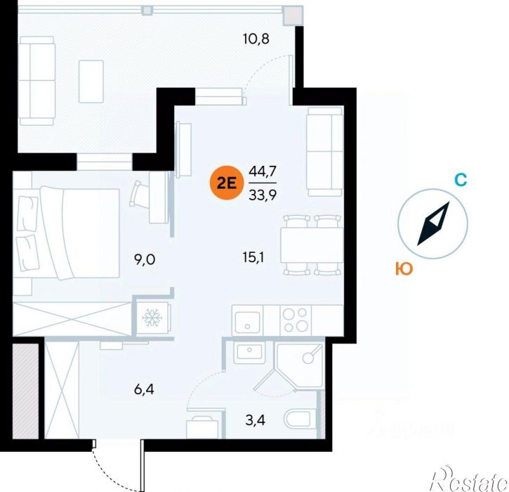 1-комн квартира в новом доме городской округ Евпатория