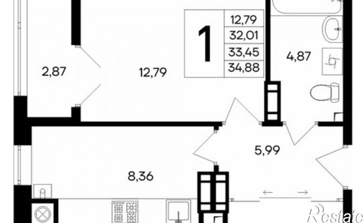 1-комн квартира проспект Победы, 93,  д. 93