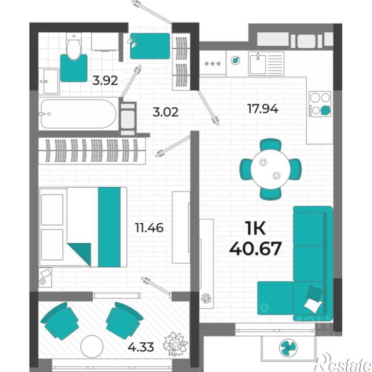 1-комн квартира в новом доме г. Евпатория, ул. 60-летия СССР